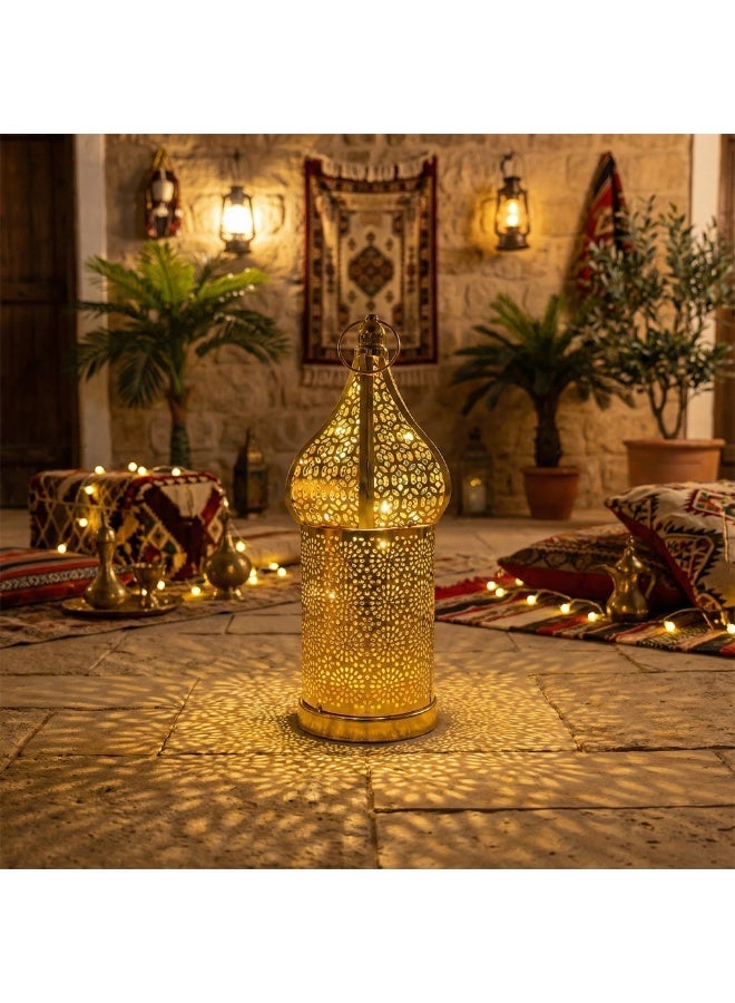Y&D Ramadan Hollowed-out Led Lantern Iron Lantern Home Bedroom Living Room Decorative Lights - Image 1